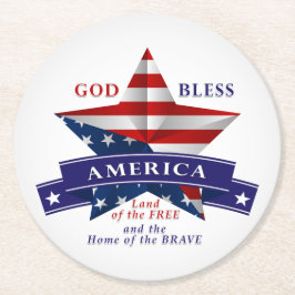 Posavasos Redondo De Papel Estrella Patriótica América V3