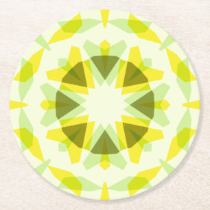 Posavasos Redondo De Papel Estrella verde amarilla brillante decoro dopamina 