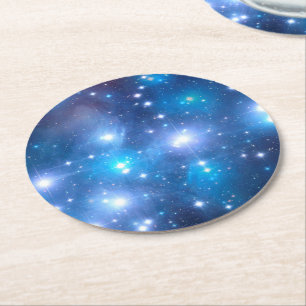 Posavasos Redondo De Papel Estrellas del Universo Azul + tus ideas