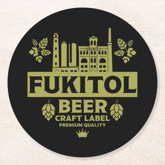 Posavasos Redondo De Papel Etiqueta de cerveza divertida de novedad (Anverso)