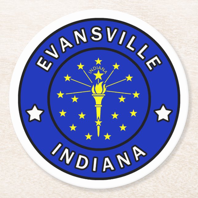 Posavasos Redondo De Papel Evansville Indiana (Anverso)