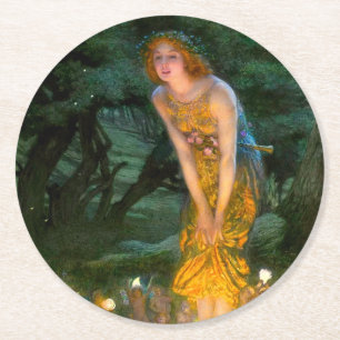 Posavasos Redondo De Papel Eve del verano medio Edward Robert Hughes