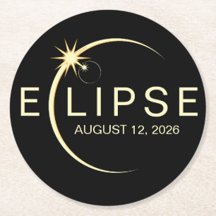 Posavasos Redondo De Papel Evento de Astronomía de Eclipse Solar 2026