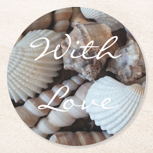 Posavasos Redondo De Papel Exótica fotografía de las conchas marinas tropical (Anverso)