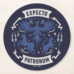 Posavasos Redondo De Papel Expecto Patronum Silueta Gráfica Vintage