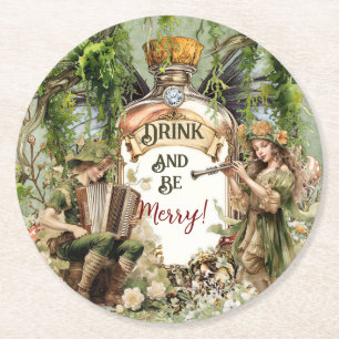 Posavasos Redondo De Papel Fairy Tavern Coaster   Beba y sé moro   Enchan