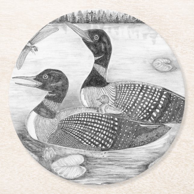Posavasos Redondo De Papel Familia Loon (Anverso)