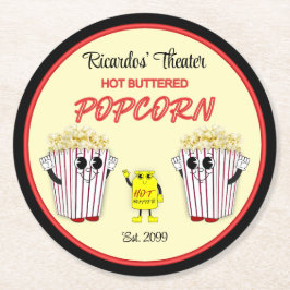 Posavasos Redondo De Papel Family Movie Theater with Hot Buttered Popcorn 