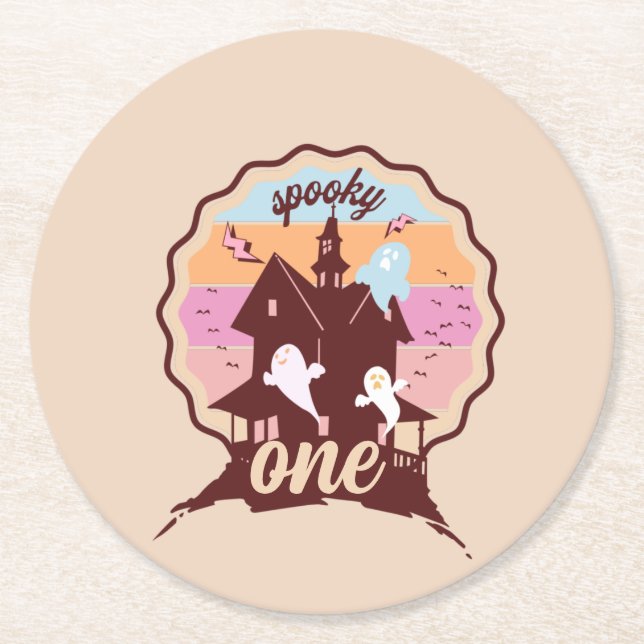 Posavasos Redondo De Papel Famoso Fiesta fantasma de primer cumpleaños de Hal (Anverso)