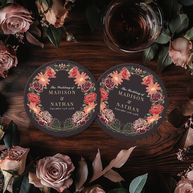 Posavasos Redondo De Papel Fantasía de oro Rosa Encantada Boda Jardín (Subido por el creador)