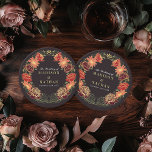 Posavasos Redondo De Papel Fantasía Encantada Boda de Jardín Floral<br><div class="desc">Elegante,  caprichoso,  fantástico diseño de bodas en el jardín floral encantado,  perfecto para una celebración encantadora con temática forestal. Este diseño presenta elementos florales en un marco de hojas verdes y acentos dorados. Artículos coincidentes en nuestra tienda para un tema fiesta completo.</div>