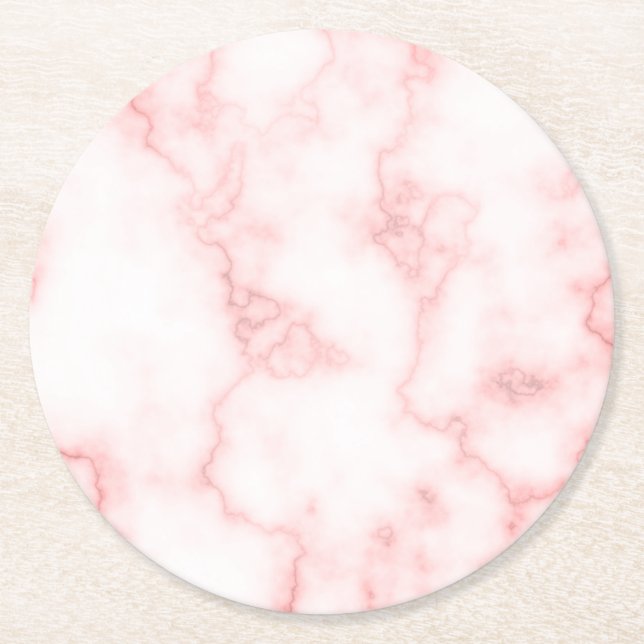 Posavasos Redondo De Papel Faux Pink Marble (Anverso)
