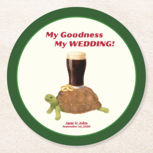 Posavasos Redondo De Papel Favor de boda de cerveza negra irlandesa de papel