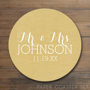 Posavasos Redondo De Papel Favor de boda o aniversario de matrimonio de color