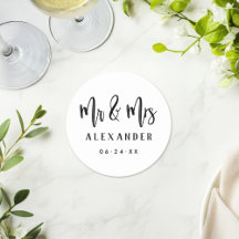Fecha de Boda de Sr y Sra con Letra Brushed Script