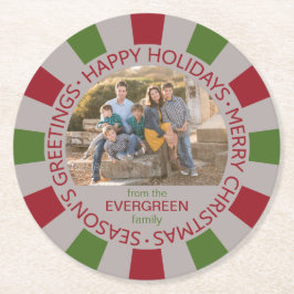 Posavasos Redondo De Papel Felices fiestas personalizado foto y astronautas