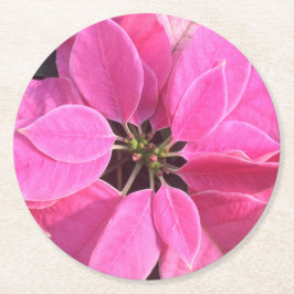 Posavasos Redondo De Papel Felices fiestas Poinsettia