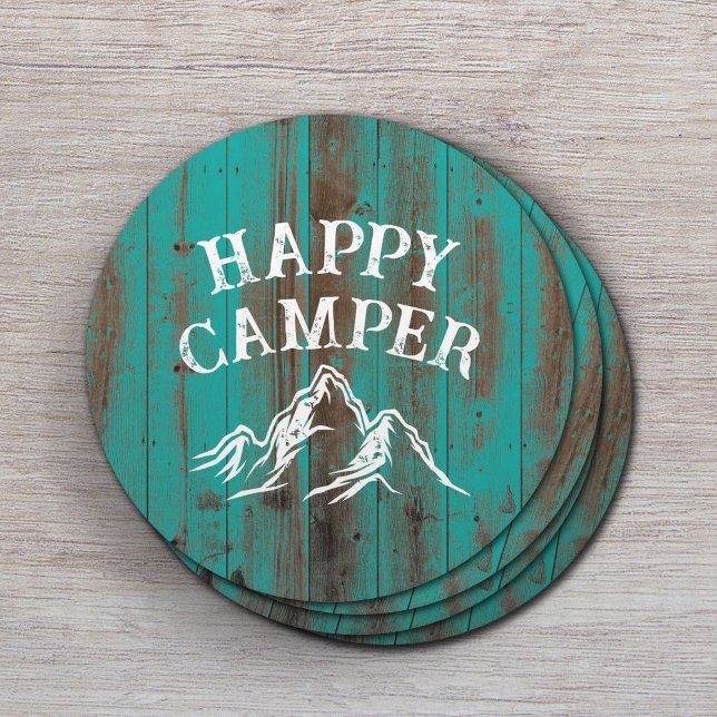 Posavasos Redondo De Papel Feliz Camper Mountain Adventure Camping Verde azul (Subido por el creador)