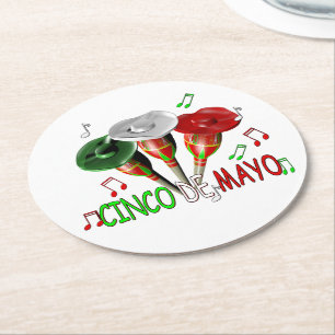 Posavasos Redondo De Papel Feliz Cinco de Mayo