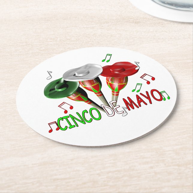 Posavasos Redondo De Papel Feliz Cinco de Mayo (En perspectiva)