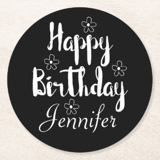 Posavasos Redondo De Papel Feliz cumpleaños