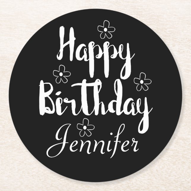 Posavasos Redondo De Papel Feliz cumpleaños (Anverso)