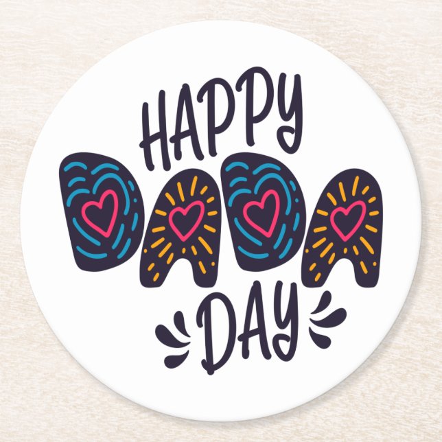 Posavasos Redondo De Papel Feliz Día de Dada Feliz Día del Padre | Montaña (Anverso)