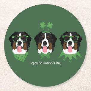 Posavasos Redondo De Papel Feliz Día de San Patricio Perros de Montaña de Ber