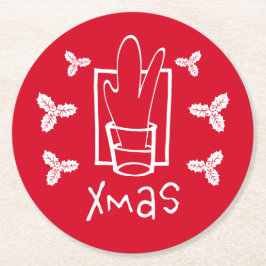 Posavasos Redondo De Papel Feliz Navidad