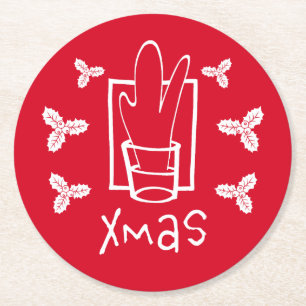 Posavasos Redondo De Papel Feliz Navidad