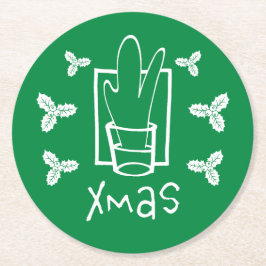 Posavasos Redondo De Papel Feliz Navidad Posavasos de Navidad