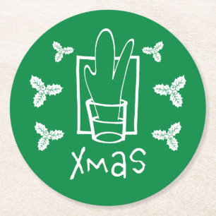 Posavasos Redondo De Papel Feliz Navidad Posavasos de Navidad