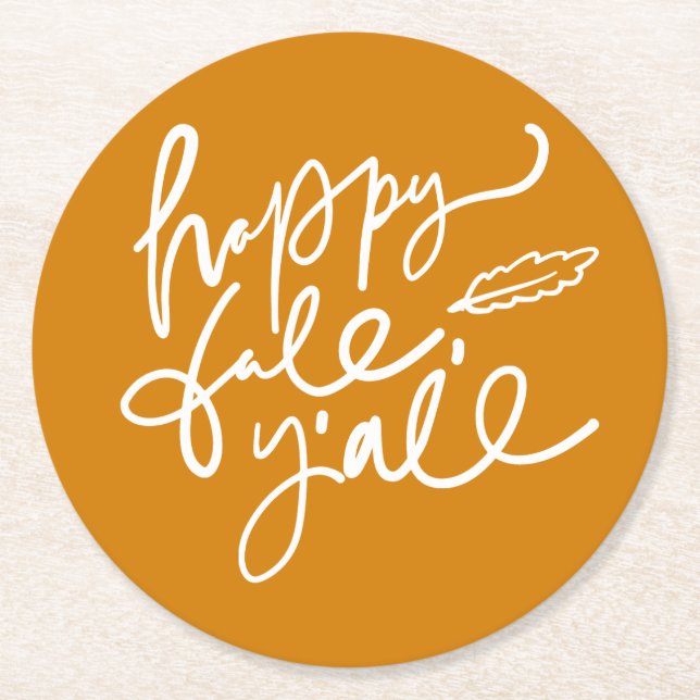 Posavasos Redondo De Papel Feliz otoño (Anverso)