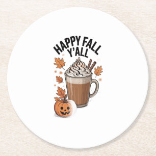 Posavasos Redondo De Papel Feliz Otoño Para Todos Vaso de Café de Calabaza