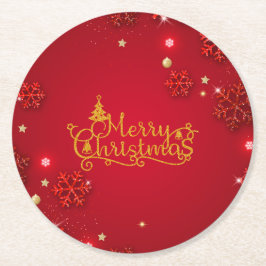 Posavasos Redondo De Papel Festive Red and Gold Christmas Stickers