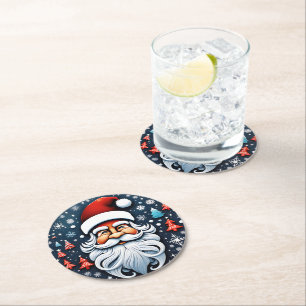 Posavasos Redondo De Papel Festividad de Navidades con árboles