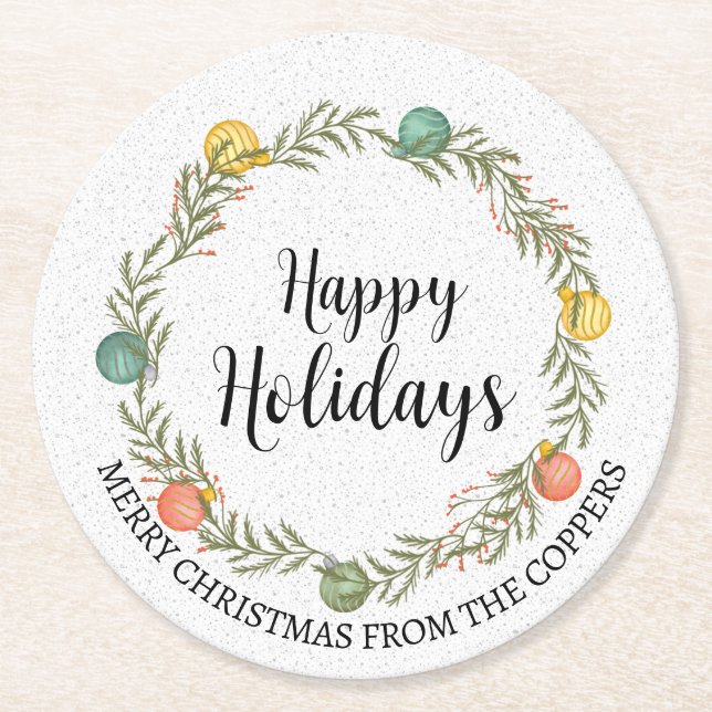 Posavasos Redondo De Papel Festividades de Navidades de Fiesta (Anverso)