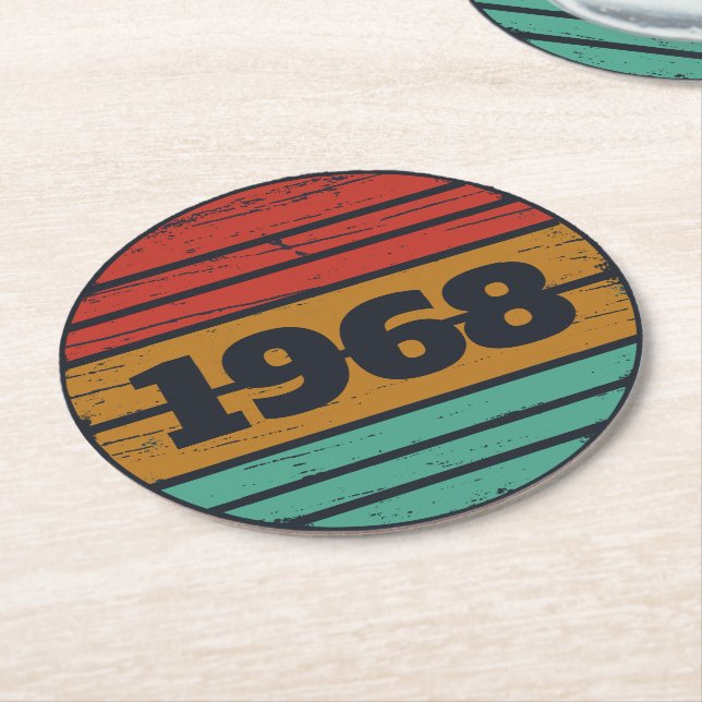 Posavasos Redondo De Papel Fiesta de 55 años de antigüedad personalizada (En perspectiva)