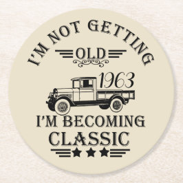 Posavasos Redondo De Papel fiesta de cumpleaños 60 vintage personalizada