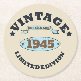 Posavasos Redondo De Papel Fiesta de cumpleaños 85 vintage personalizada