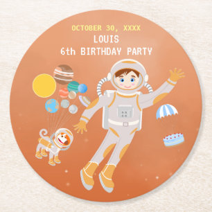 Posavasos Redondo De Papel Fiesta de cumpleaños con temática masculina astron