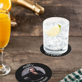 Posavasos Redondo De Papel fiesta de cumpleaños de fotos en blanco negro