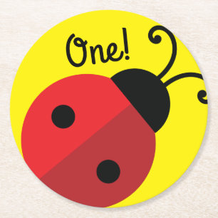 Posavasos Redondo De Papel Fiesta de cumpleaños de Ladybug