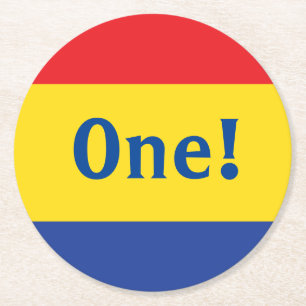 Posavasos Redondo De Papel Fiesta de cumpleaños de niños de colores primarios