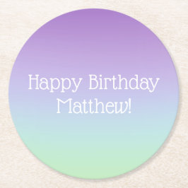 Posavasos Redondo De Papel Fiesta de cumpleaños de Rainbow Boy