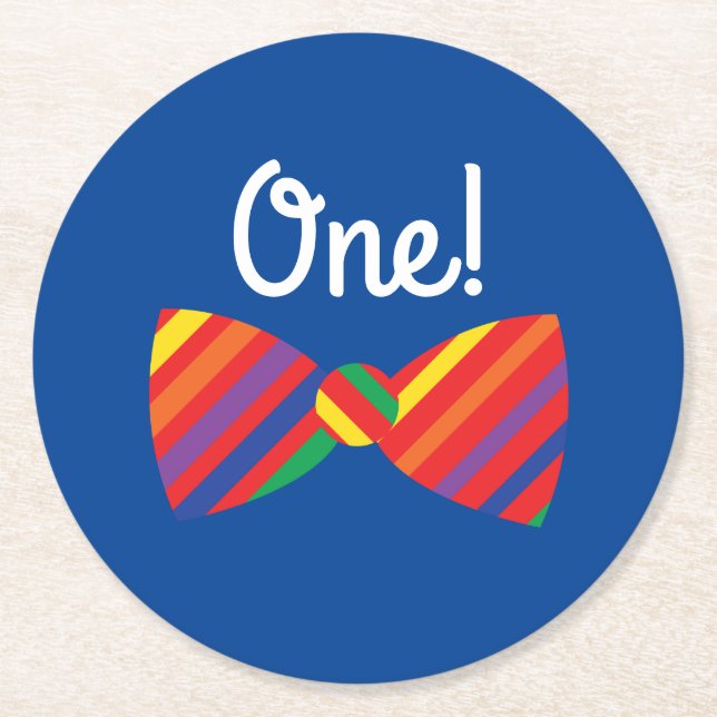 Posavasos Redondo De Papel Fiesta de cumpleaños de Teddy Bear Rainbow Cute Ki (Anverso)