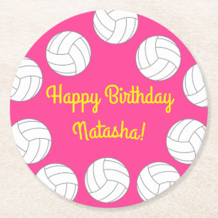 Posavasos Redondo De Papel Fiesta de cumpleaños de voleibol