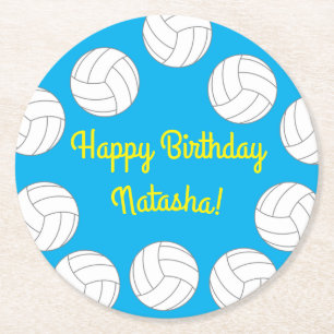 Posavasos Redondo De Papel Fiesta de cumpleaños de voleibol