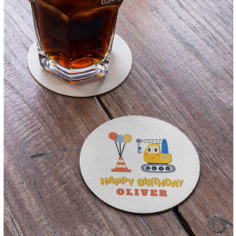 Posavasos Redondo De Papel Fiesta de cumpleaños del tema de construcción