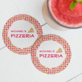 Posavasos Redondo De Papel Fiesta de Cumpleaños Infantil de Pizza